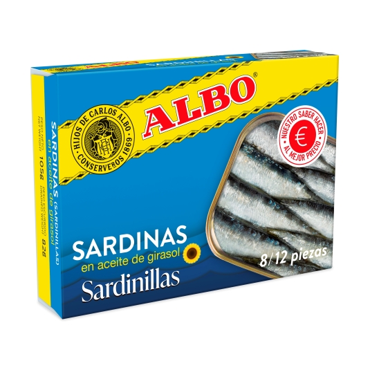 sardinillas aceite girasol 8/12 piezas, 82g