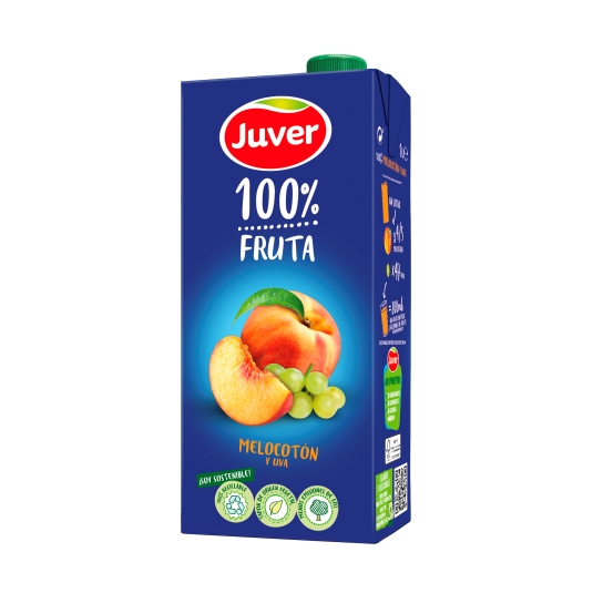 zumo 100% fruta melocotón/uva, 1l