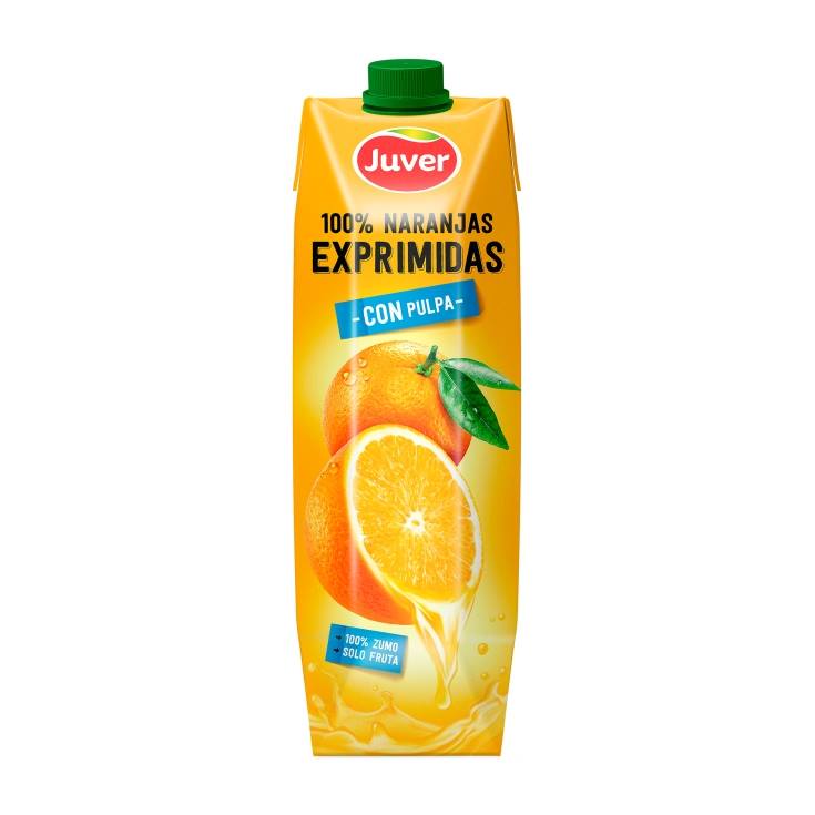 zumo 100% naranjas exprimidas con pulpa, 1l