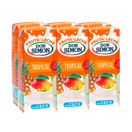 fruta + leche tropical 200ml, pk-6