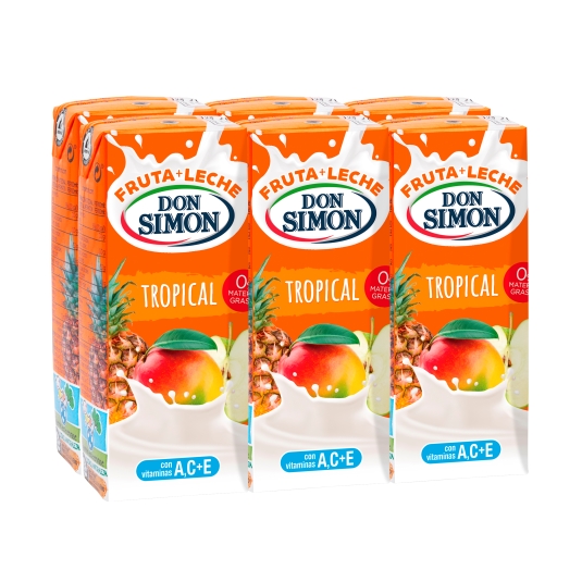 fruta + leche tropical 200ml, pk-6