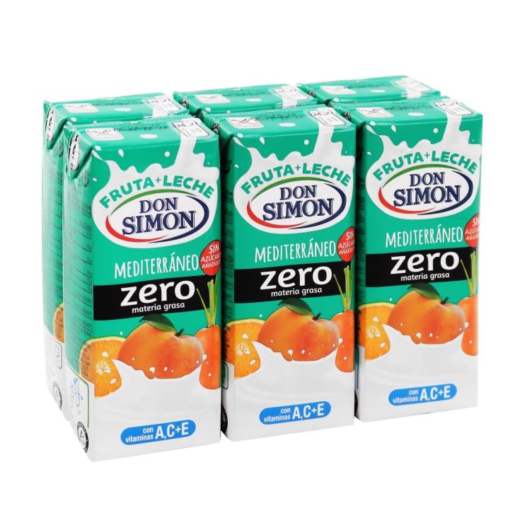 fruta + leche mediterráneo zero 200ml, pk-6