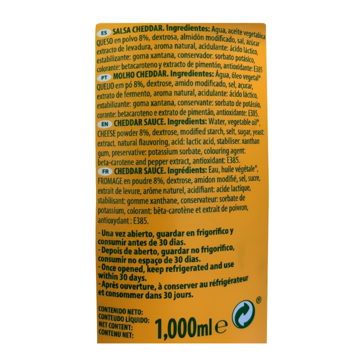 salsa cheddar cubo, 1000ml