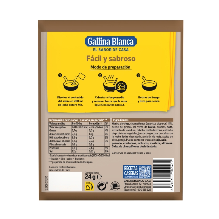 salsa champiñones, 24g