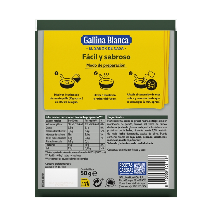 salsa pimienta verde, 50g