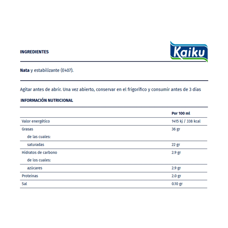 nata montar sin lactosa, 200ml