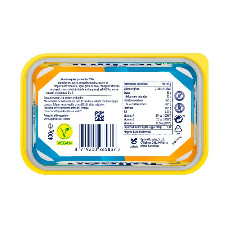 margarina con sal, 400g