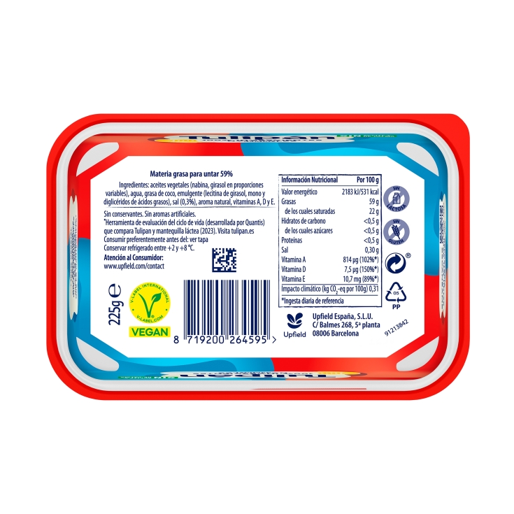 margarina sin sal, 225g