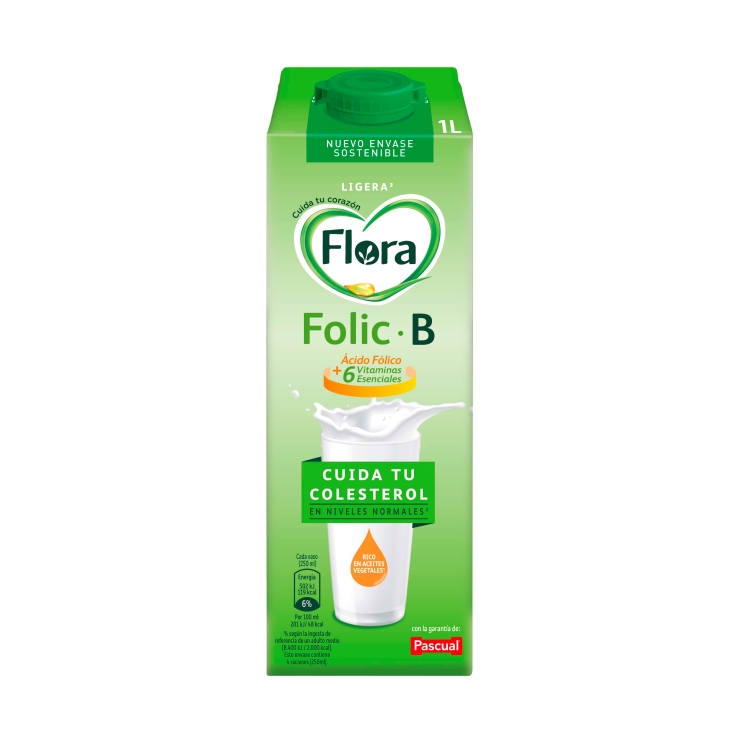 leche semidesnatada ligera folic b, 1l