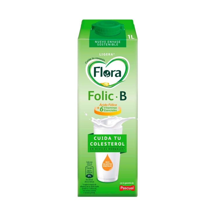 leche semidesnatada ligera folic b, 1l - El Jamón