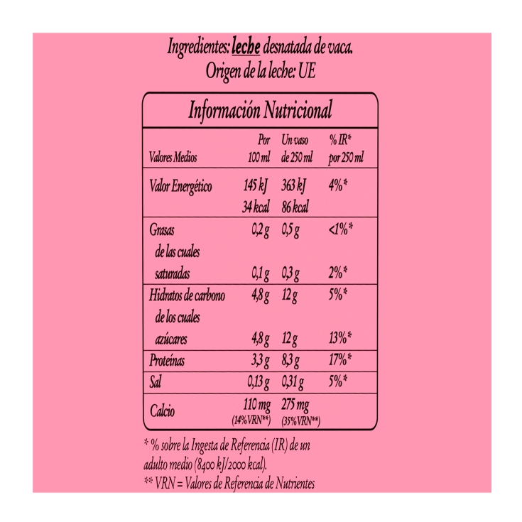 leche desnatada brick, 1l