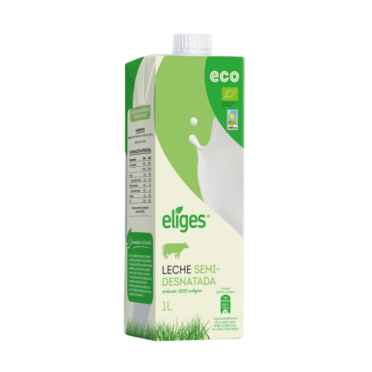 leche semidesnatada ecológica, 1l