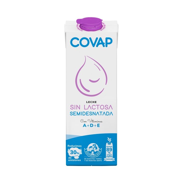 Leche semidesnatada sin lactosa COVAP 1L