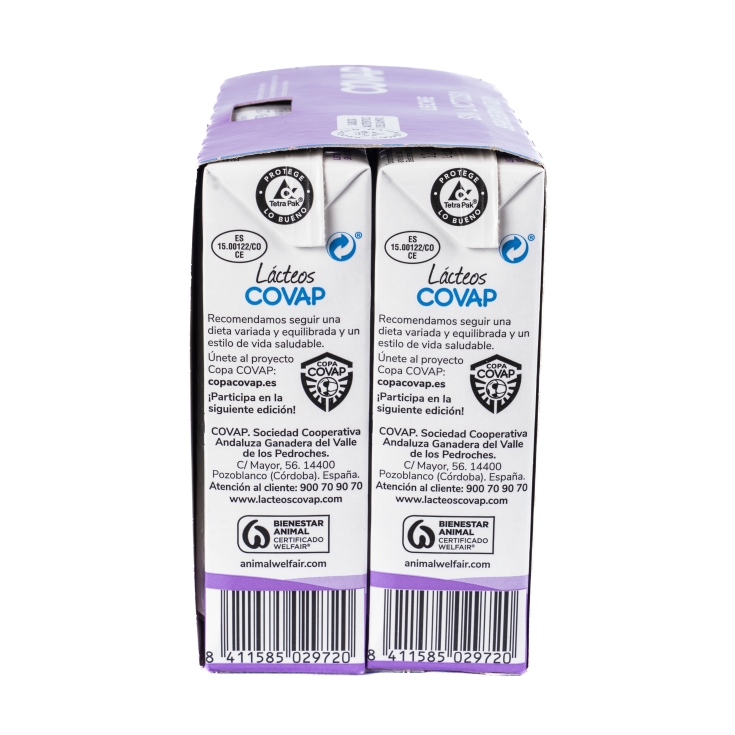 leche semidesnatada sin lactosa 200ml, pk-6