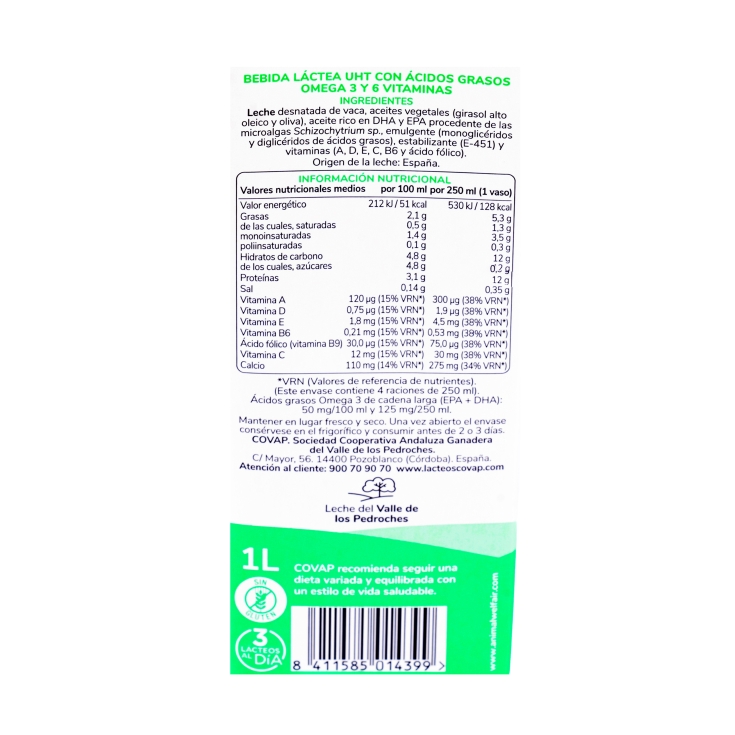 leche omega 3, 1l