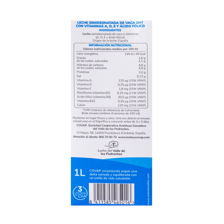 leche semidesnatada, 1l