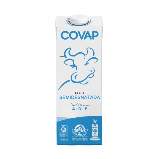 LECHE COVAP SIN LACTOSA SEMIDESNATADA 1L