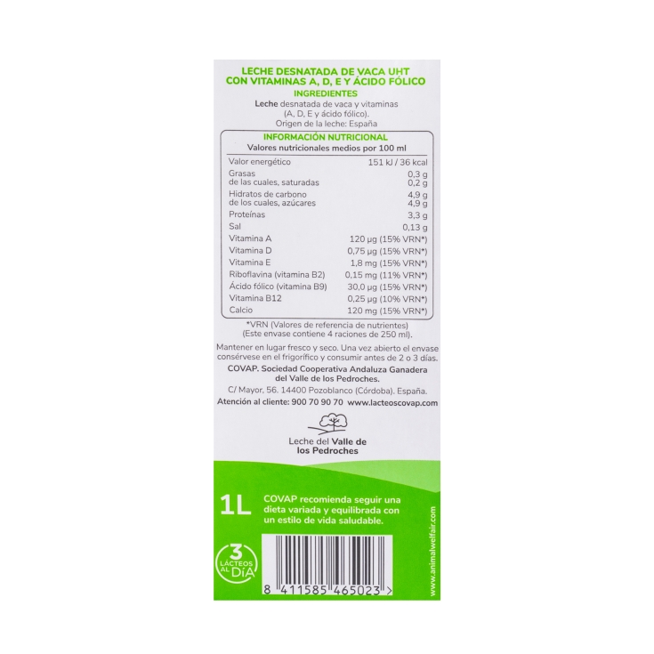 leche desnatada, 1l