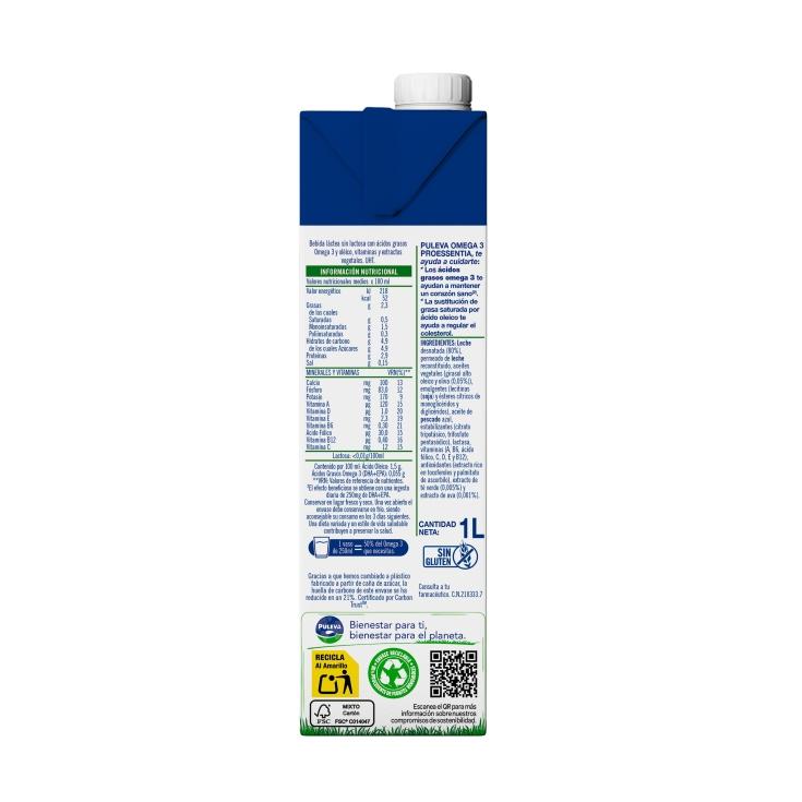 leche omega-3 sin lactosa, 1l