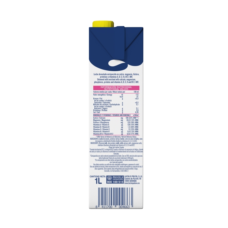 leche desnatada calcio, 1l