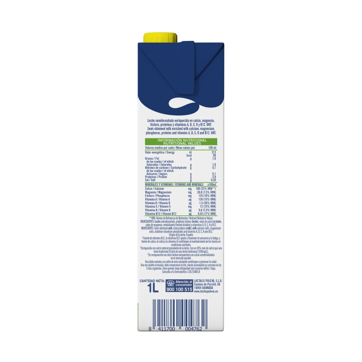 leche semidesnatada calcio, 1l