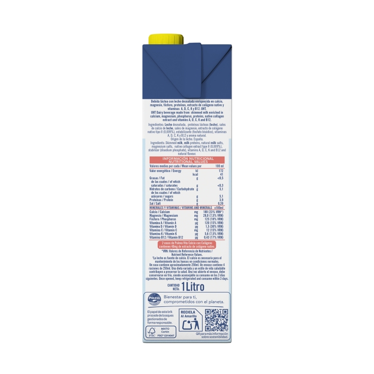 leche vita calcio y colágeno, 1l