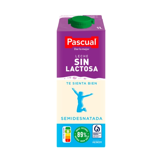 leche semidesnatada sin lactosa, 1l