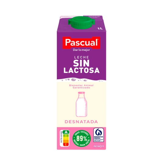 leche desnatada sin lactosa, 1l