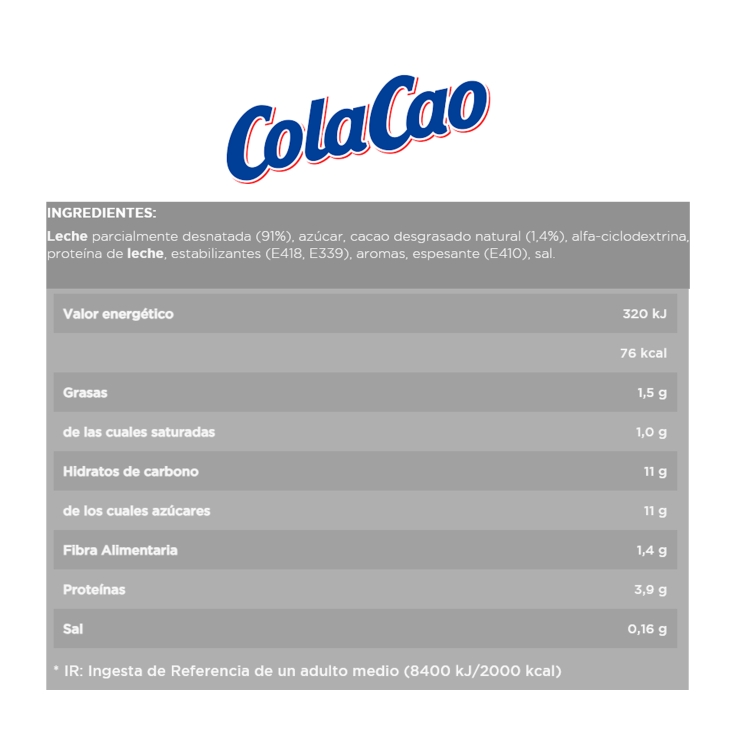 batido shake cacao vaso, 200ml