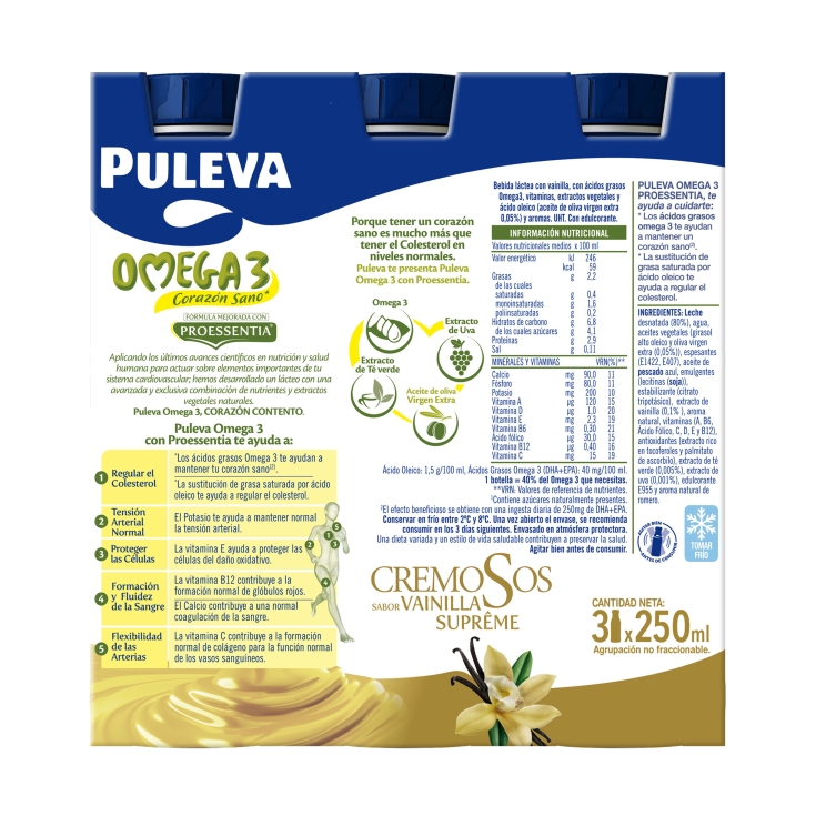 bebida láctea omega 3 sabor vainilla, pk-3