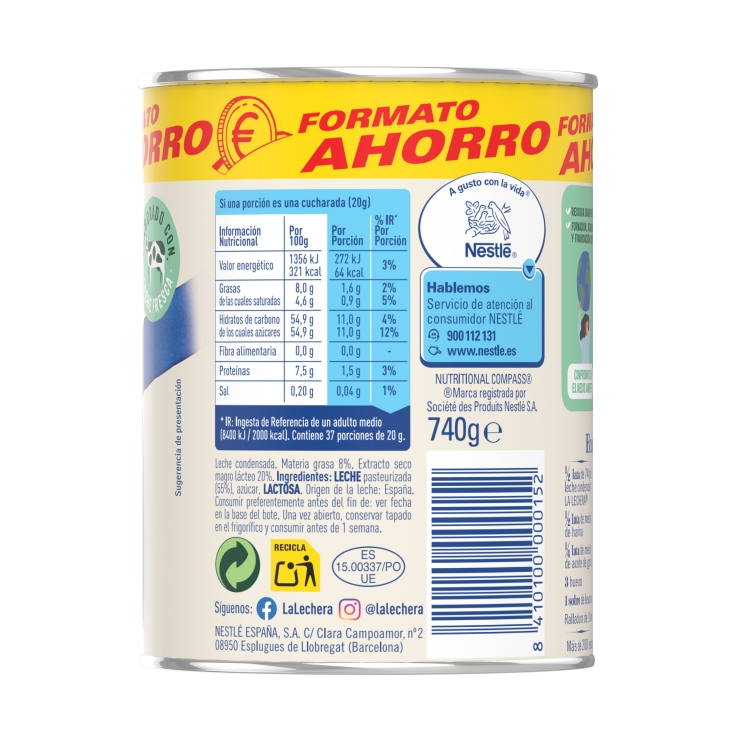 leche condensada lata, 740g