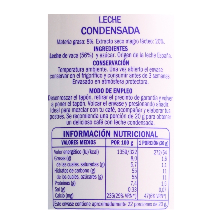 leche condensada entera bote, 450g