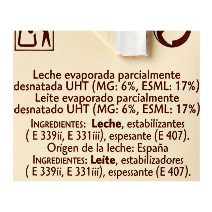 leche evaporada, 500ml