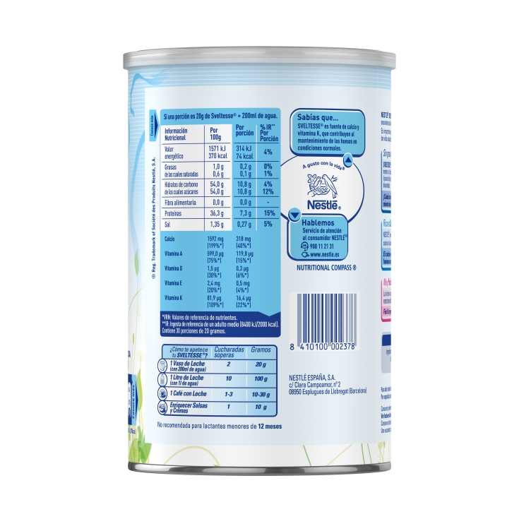 leche polvo desnatada calcio, 600g