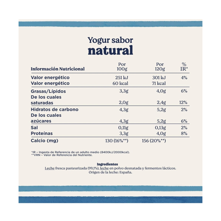 yogur natural 120g, pk-4