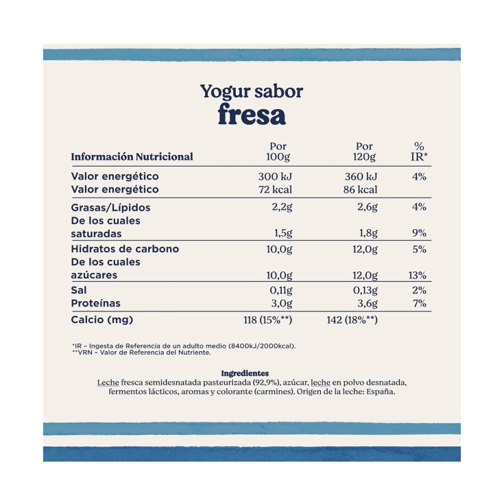 yogur sabor fresa 120g, pk-4