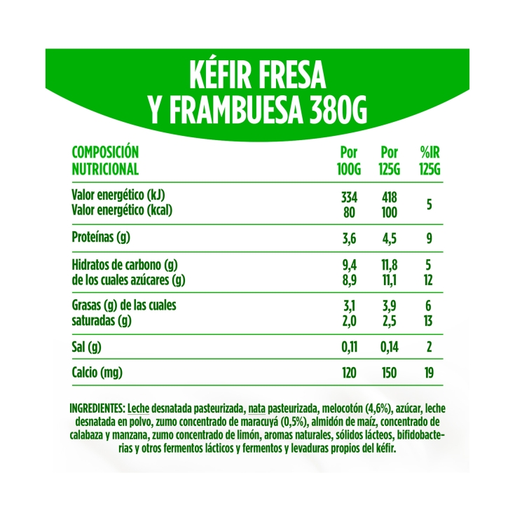 yogur kéfir fresa/frambuesa, 380g