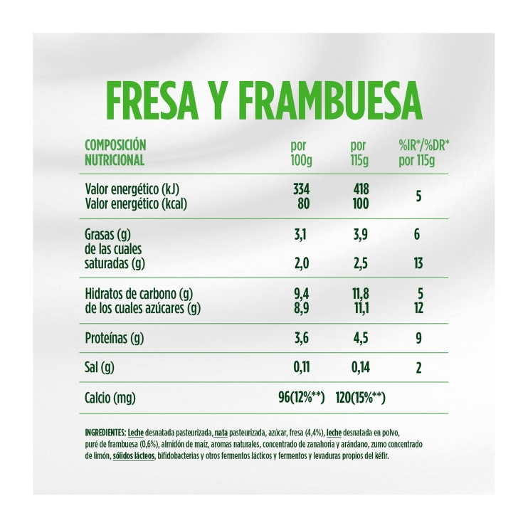yogur kéfir frambuesa, pk-4
