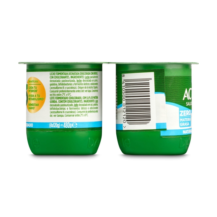 yogur natural edulcorado 0%, pk-4