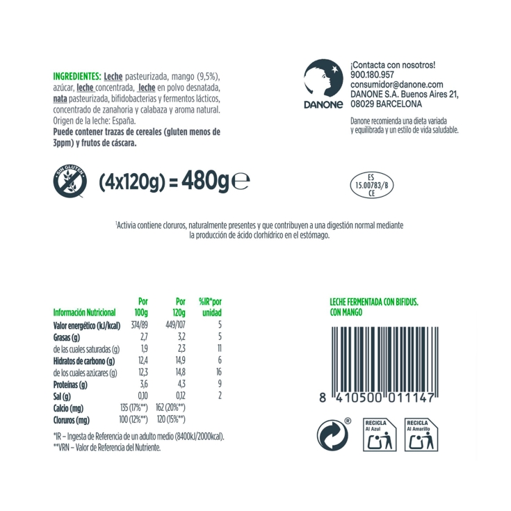 yogur con mango 120g, pk-4