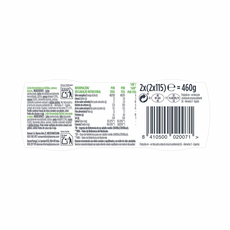 yogur con avena nueces, pk-4