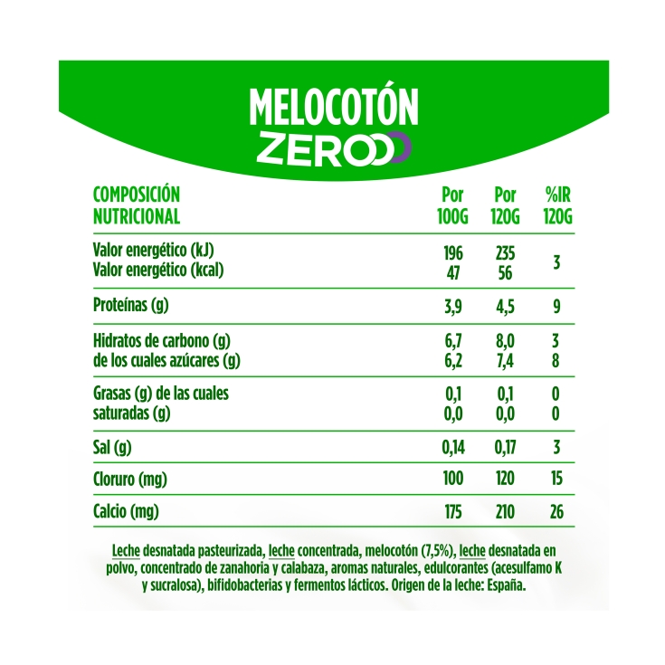 yogur triple zero con melocotón, pk-4