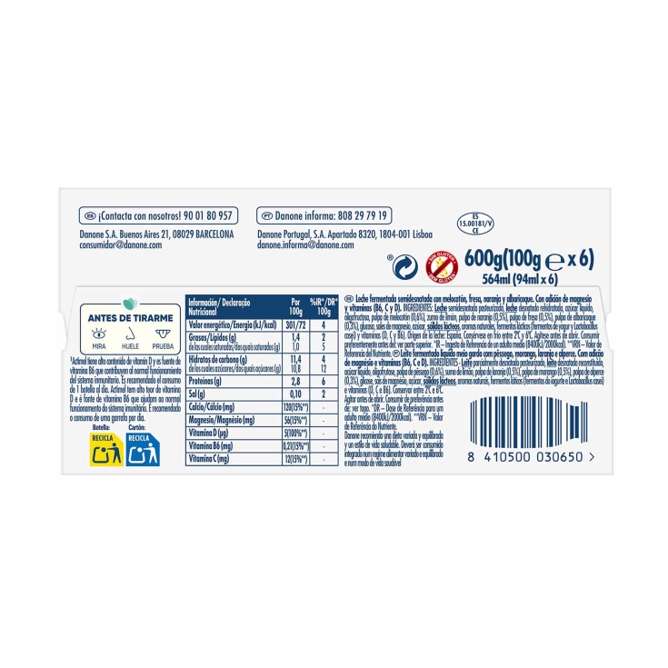 yogur líquido multifrutas, pk-6