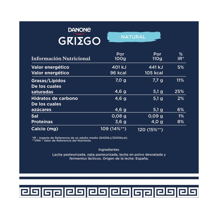 yogur griego natural bulk, 920g