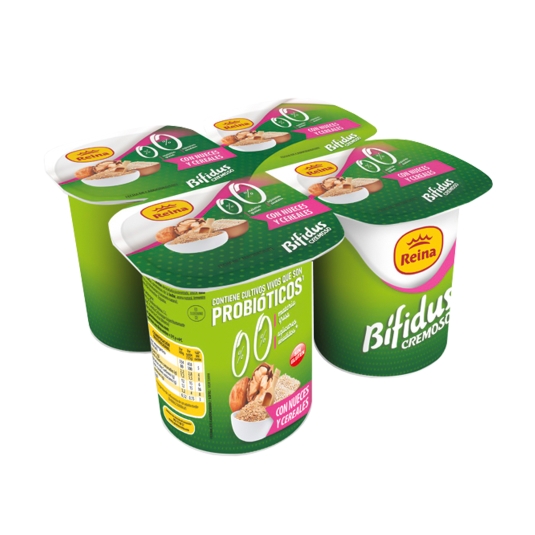 yogur bìfidus 0% nueces y cereales 125g, pk-4