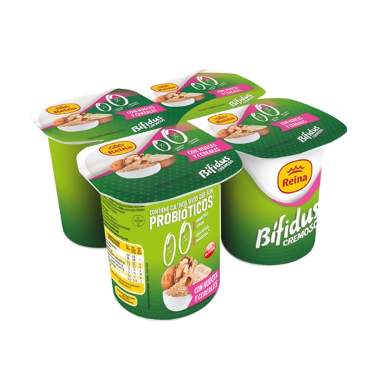 yogur bífidus 0% nueces y cereales 125g, pk-4