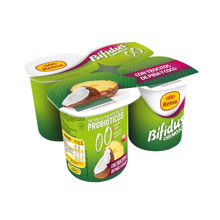 yogur bífidus 0% piña/coco 125g, pk-4