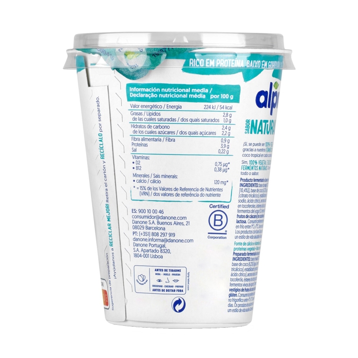 postre soja natural con coco, 500g