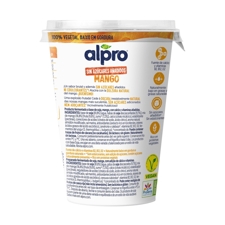 postre soja mango sin azúcar, 400g