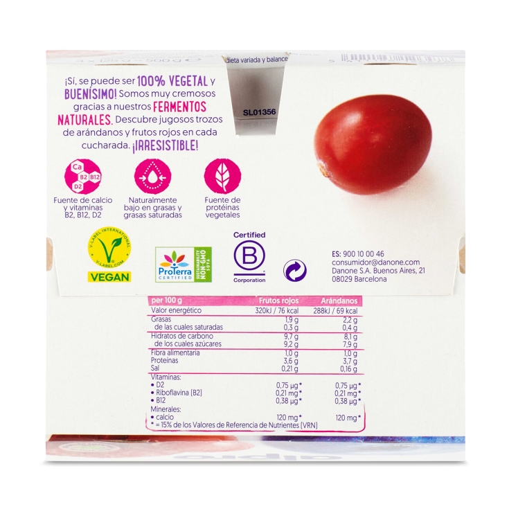 postre soja arandanos/frutos rojos 125g, pk-4